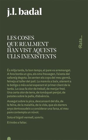 LES COSES QUE REALMENT HAN VIST AQUESTS ULLS INEXISTENTS | 9788416738144 | BADAL, JOSEP LLUÍS | Llibreria La Font de Mimir - Llibreria online Barcelona - Comprar llibres català i castellà