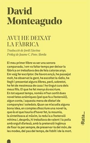 AVUI HE DEIXAT LA FÀBRICA | 9788416738274 | MONTEAGUDO, DAVID | Llibreria La Font de Mimir - Llibreria online Barcelona - Comprar llibres català i castellà